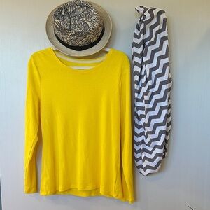 Charter Club Sunny Yellow Long Sleeve Crewneck Top